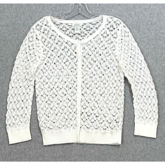 Sundance Crochet Lace Sweater Size M Snap Front Dainty Delicate Feminine - Picture 1 of 15
